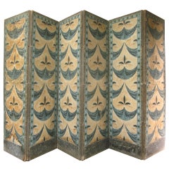 Large 19th Century French, Six-Panel Antique Paper Screen 3