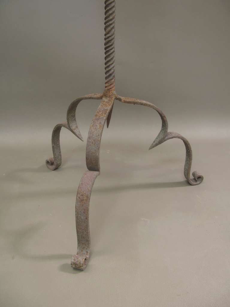 Pair French 19th Century Wrought Iron Candle Holders For Sale 7