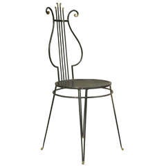 French 1950's Lyre Back Side Chair