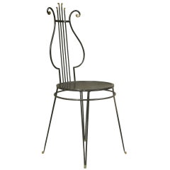 Vintage French 1950's Lyre Back Side Chair