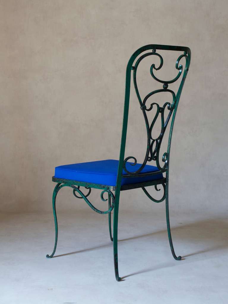 Wrought-Iron Set of Two Chairs and Table, France, 1940s 1
