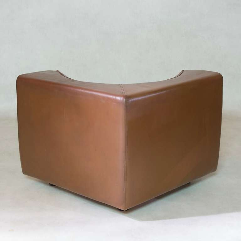 French Tito Agnoli for Mobilier International, Modular Sofa in Leather, 1969
