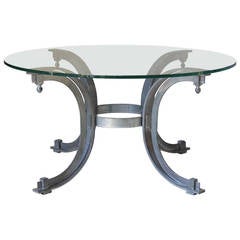 Silvered Iron Coffee Table with Glass Top, France, 1950s 8