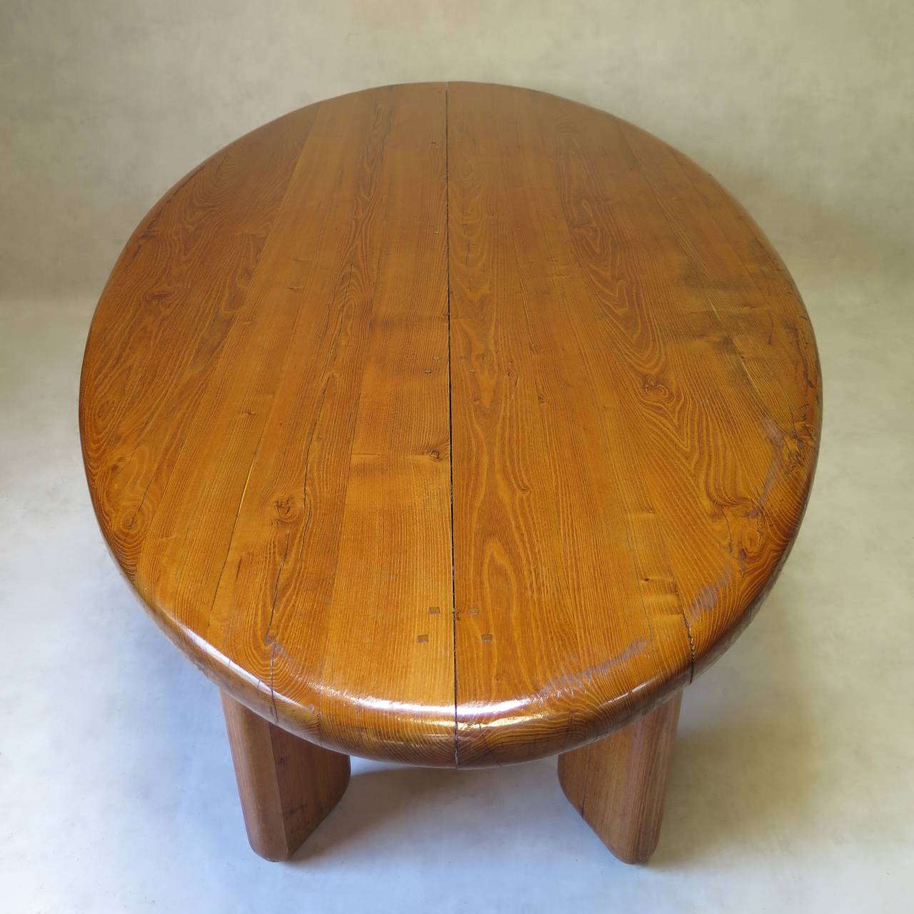 Large Oval Elmwood Table and Eight Chairs, France, 1950s 3