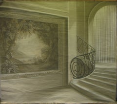 Grande paire de toiles de théâtre, France, années 1940