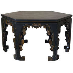 Large Hexagonal Asian Style Coffee Table, France, circa 1920s