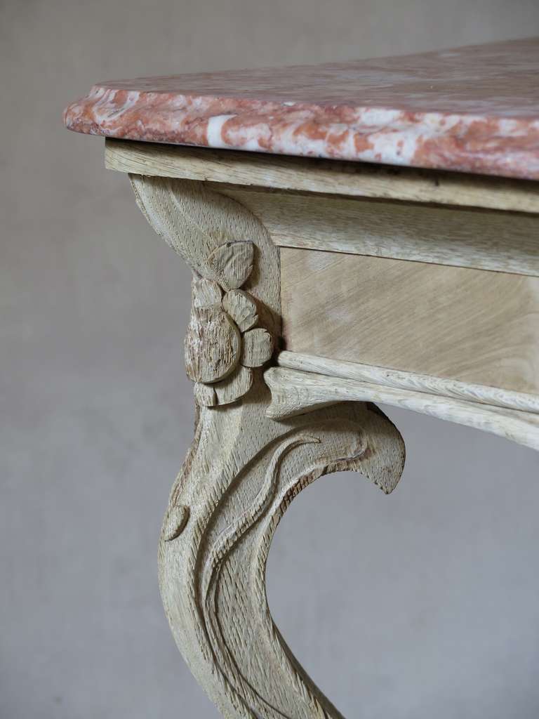 Art Nouveau Oak and Marble Console Table, France, 1900s For Sale 1