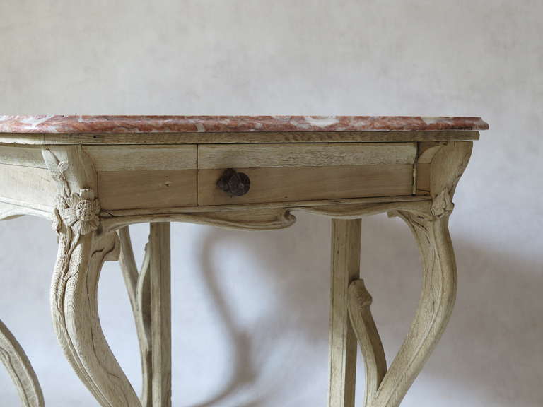 Art Nouveau Oak and Marble Console Table, France, 1900s In Excellent Condition For Sale In Isle Sur La Sorgue, Vaucluse