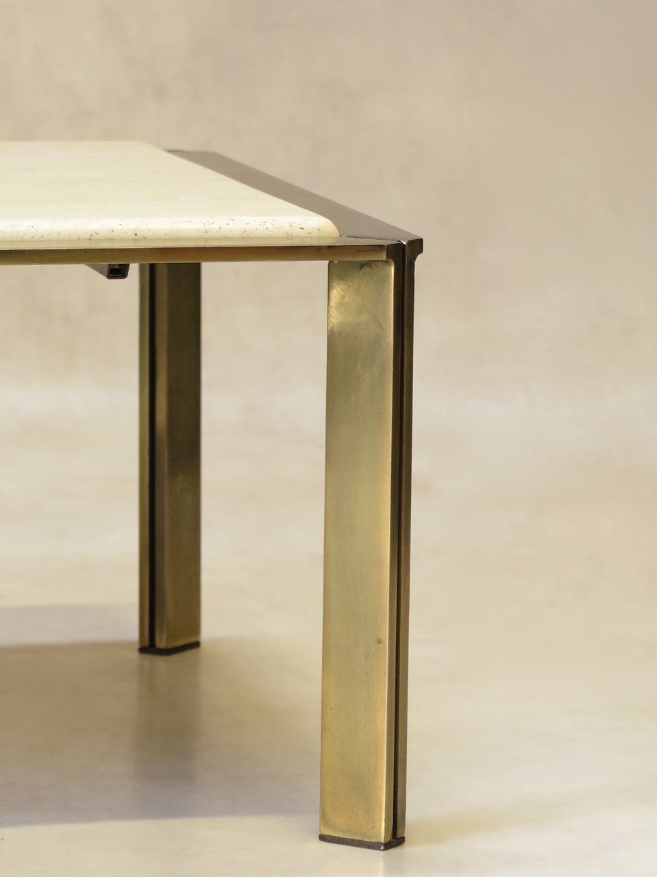 Travertine and Steel Coffee Table, France 1970s For Sale 2