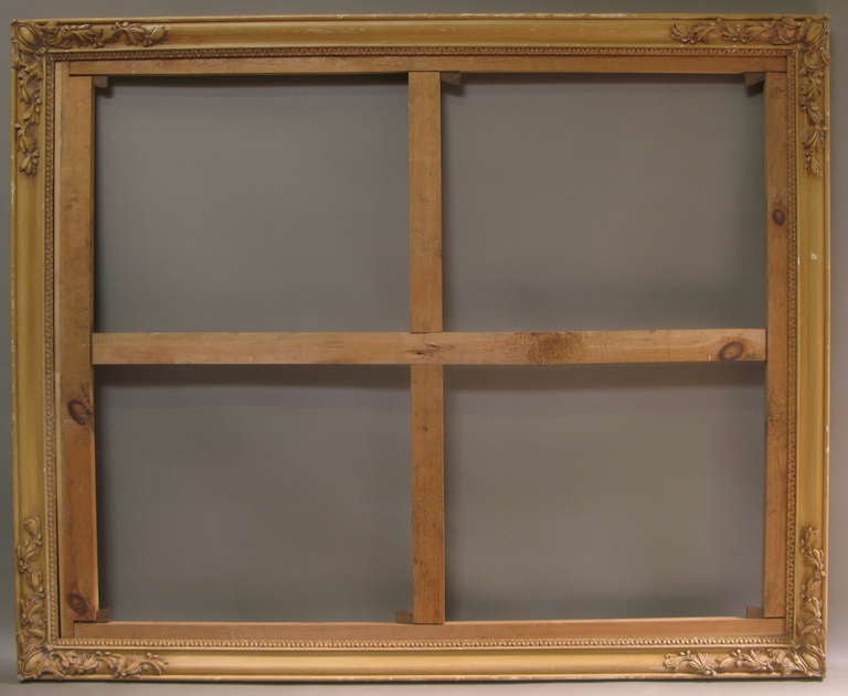 Large carved painted wood frame, with original oak trompe-l'oeil paint finish. Complete with original stretcher.