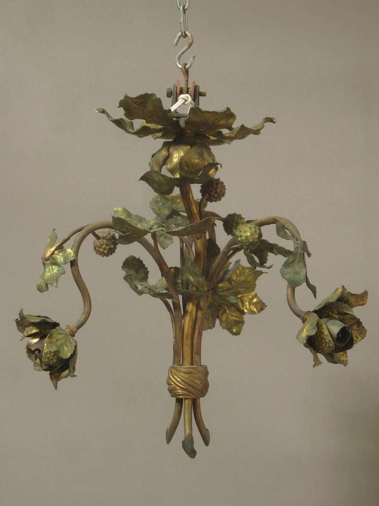 French Art Nouveau Horse Chestnut Chandelier - France, Early 1900s