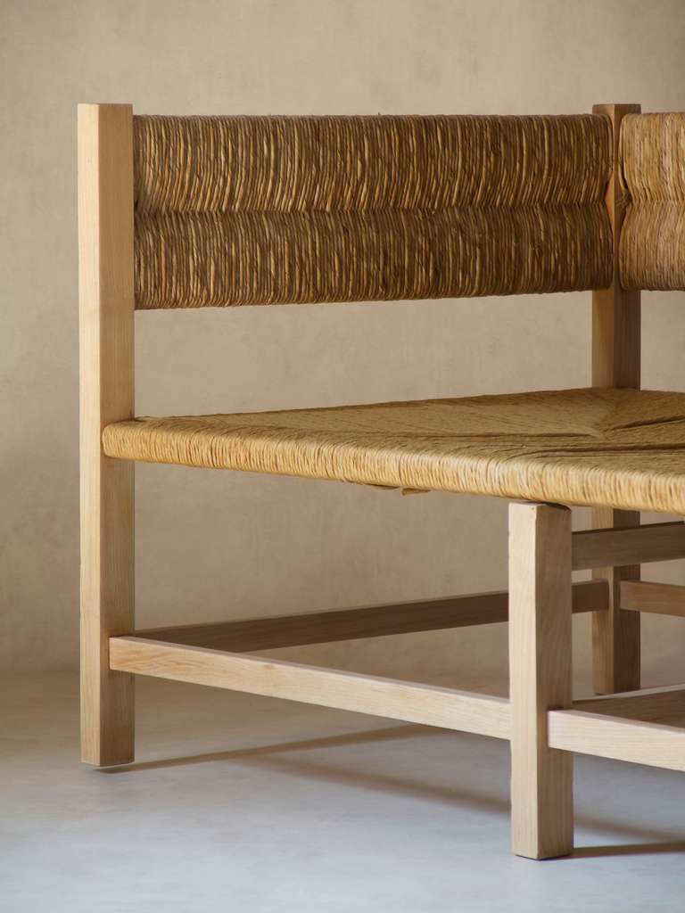 French Rush Seat Settee - France, 1960s