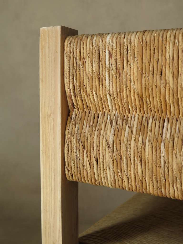 Rush Seat Settee - France, 1960s 1