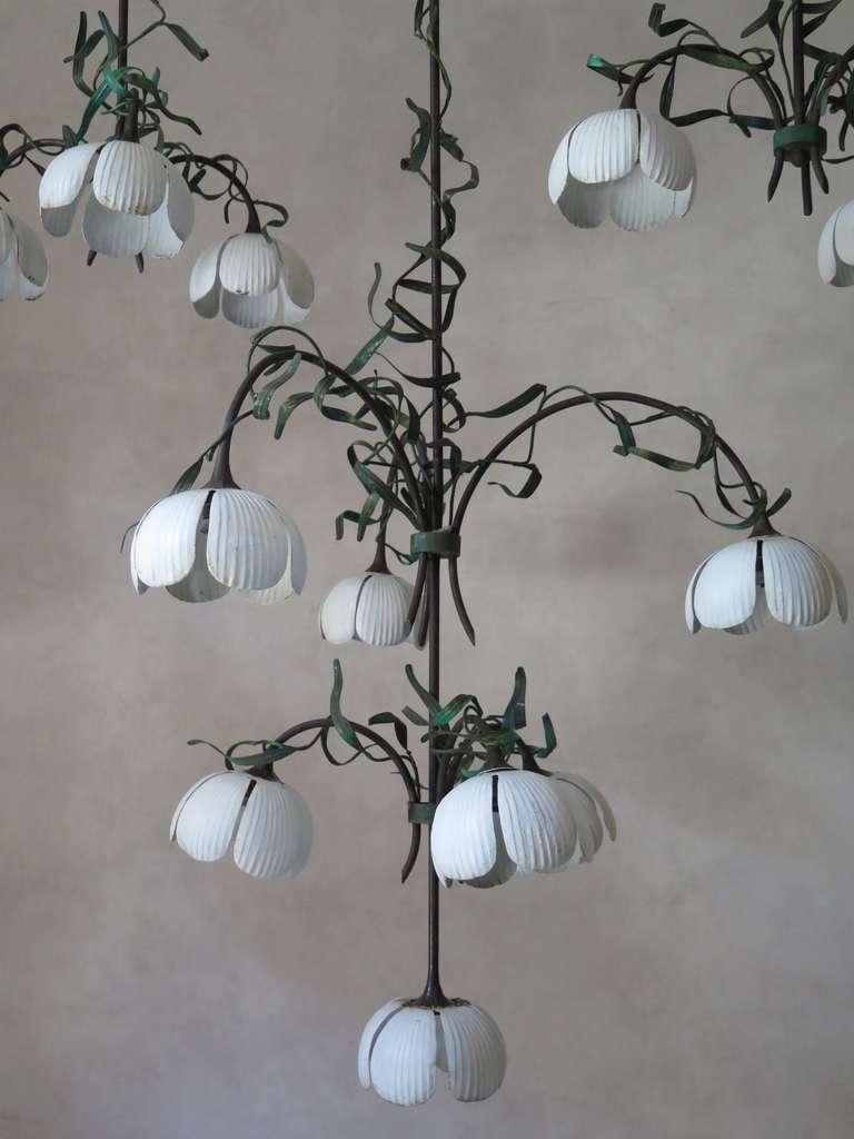 Art Nouveau Set of 6 Very Large Lily-of-the-Valley Pendants - France, 1940s