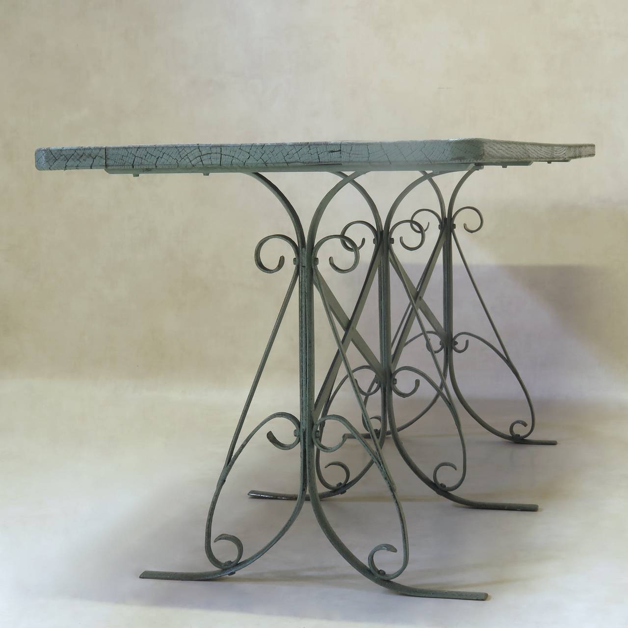 French Wood and Iron Dining Table, France, circa 1920s