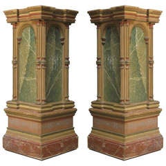 Pair of Polychrome Pedestal Columns - Italy, 19th Century 8