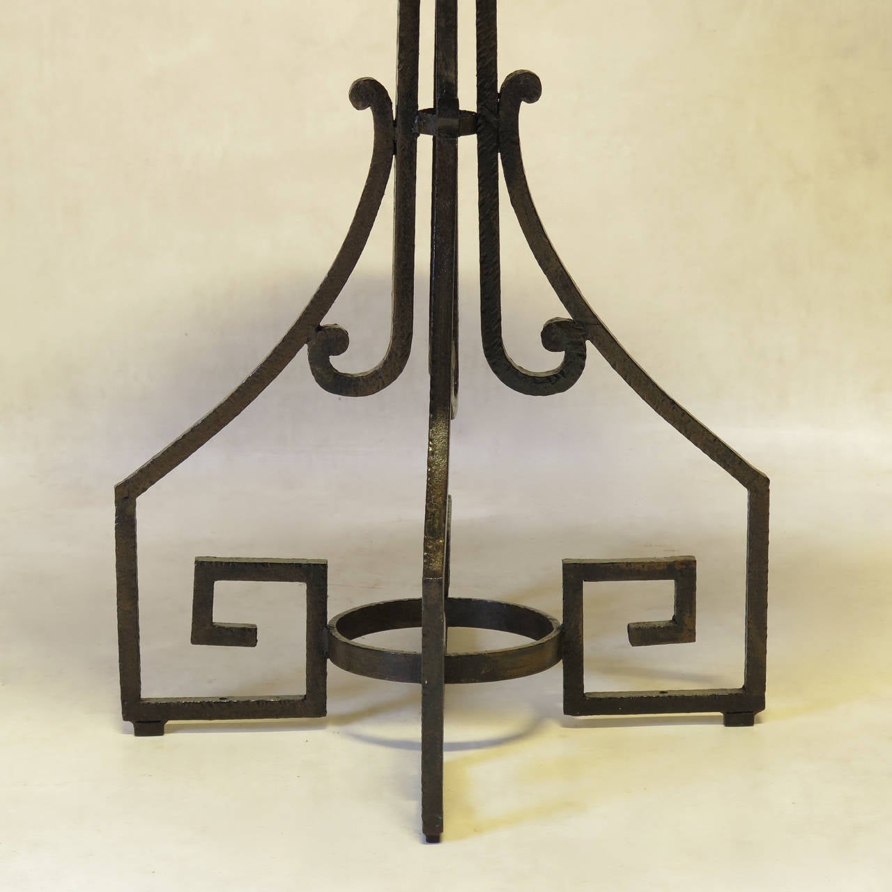 Wrought Iron Art Deco Gueridon with Marble Top, France, 1930s 1