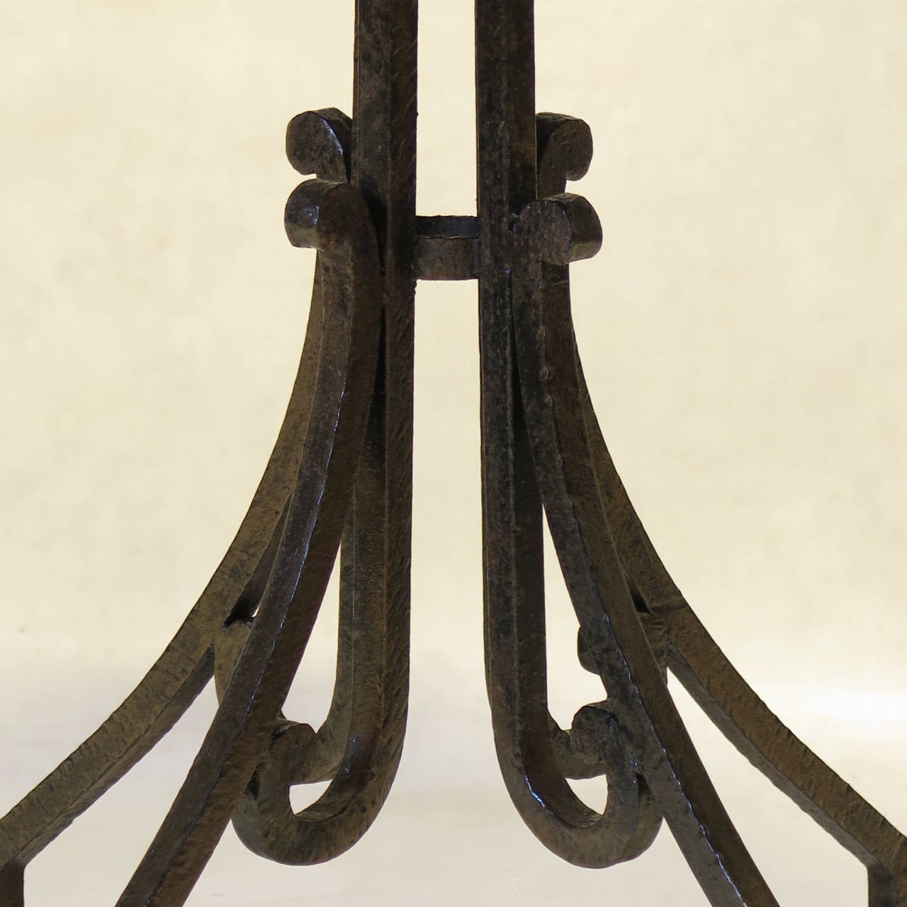 French Wrought Iron Art Deco Gueridon with Marble Top, France, 1930s