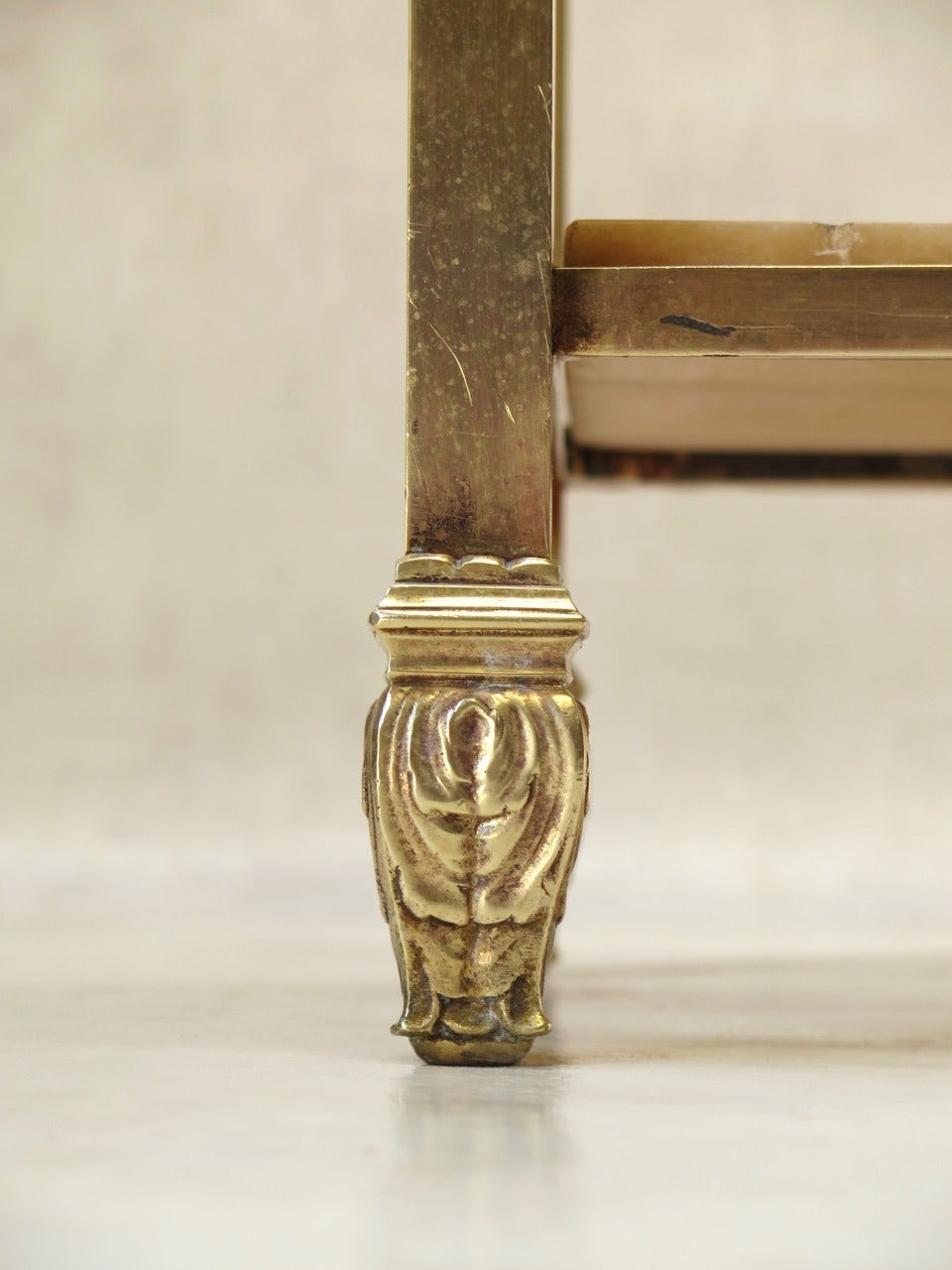 20th Century Brass & Onyx Bed Side Table - France, Circa 1920s