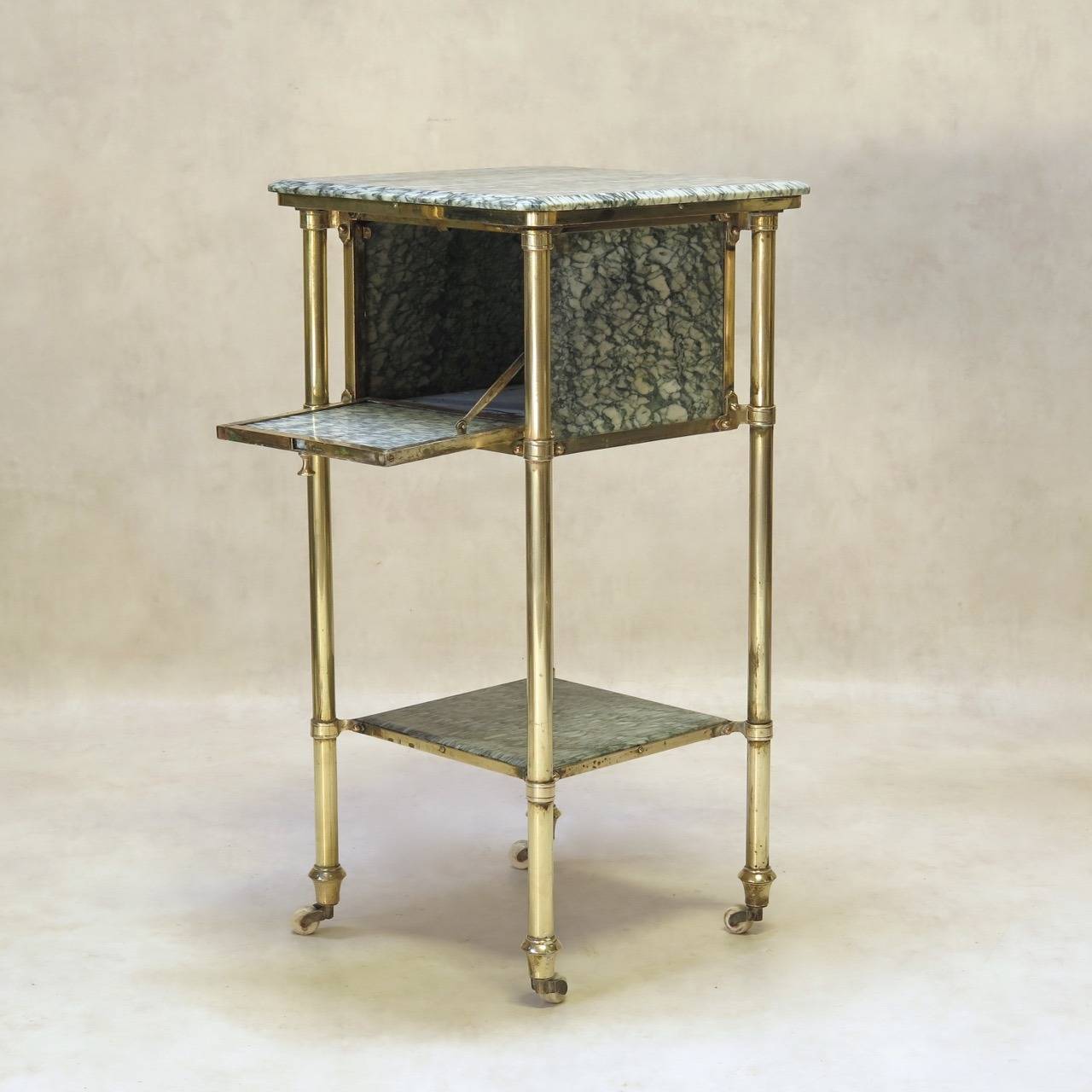 Pair of Brass and Campan Marble Bed Side Tables, France circa 1900s In Excellent Condition In Isle Sur La Sorgue, Vaucluse