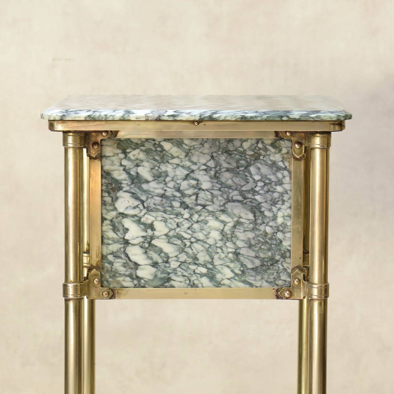 Pair of Brass and Campan Marble Bed Side Tables, France circa 1900s 1