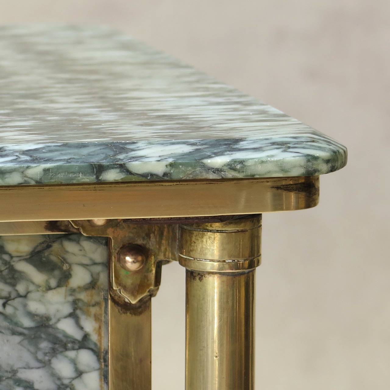 Pair of Brass and Campan Marble Bed Side Tables, France circa 1900s 3