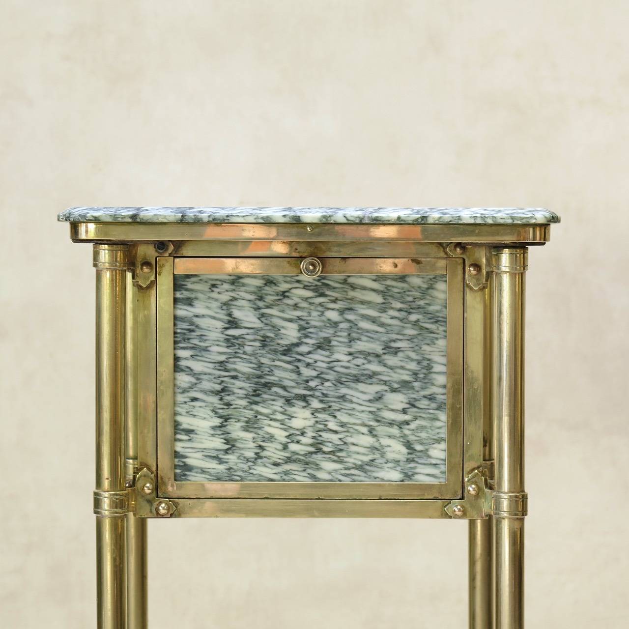 20th Century Pair of Brass and Campan Marble Bed Side Tables, France circa 1900s