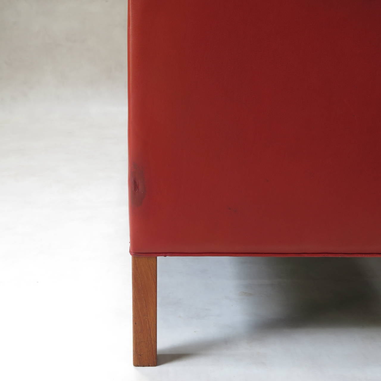 20th Century Hermes Red Børge Mogensen 2213 Leather Settee by Fredericia, Denmark