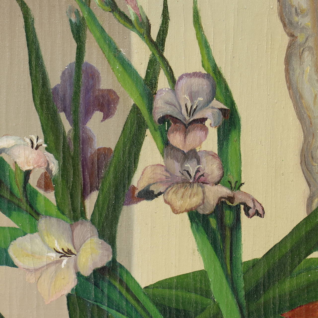 Peinture à l'huile sur toile « Chat et Glaieuls », Italie, 1958 en vente 2