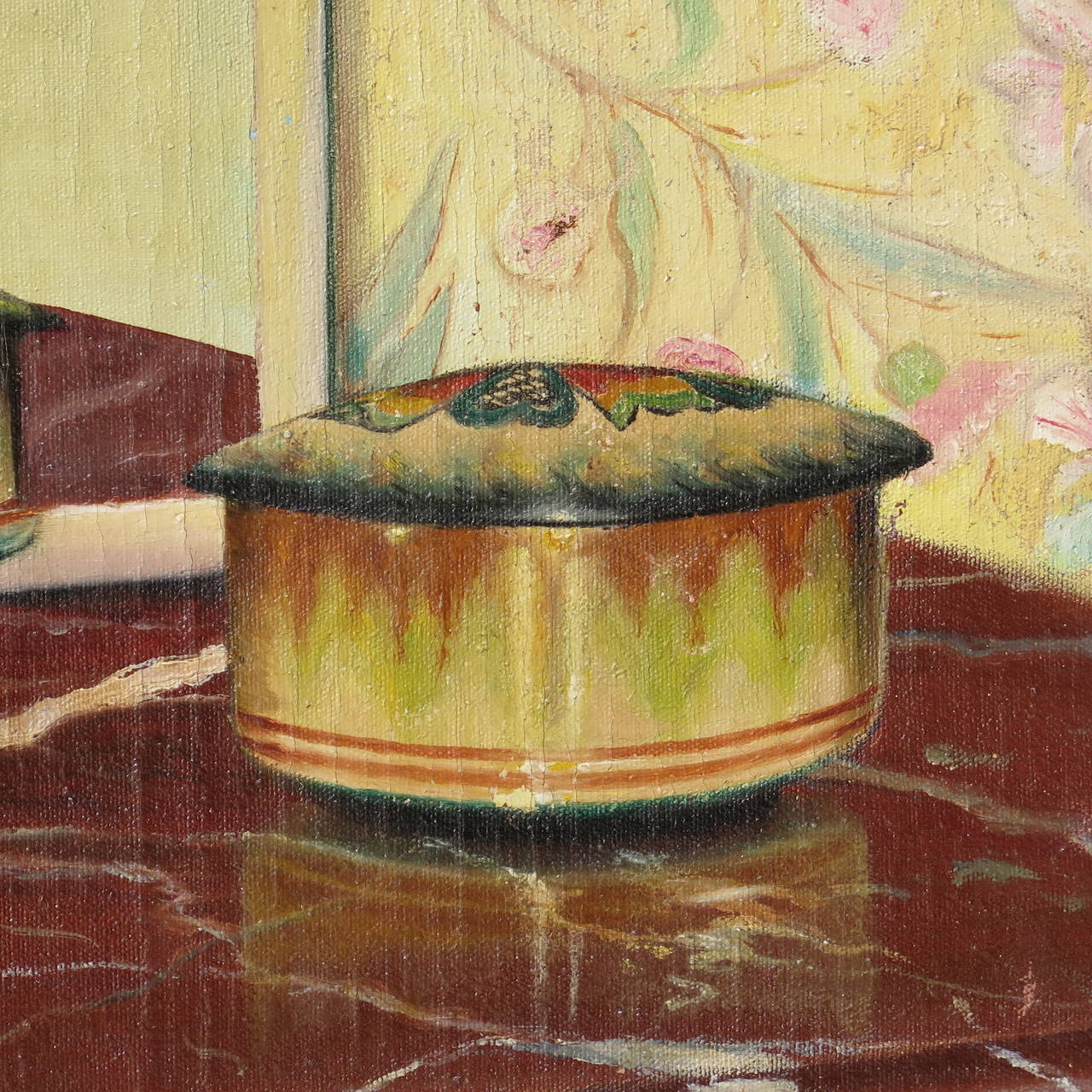 Peinture à l'huile sur toile « Chat et Glaieuls », Italie, 1958 en vente 3