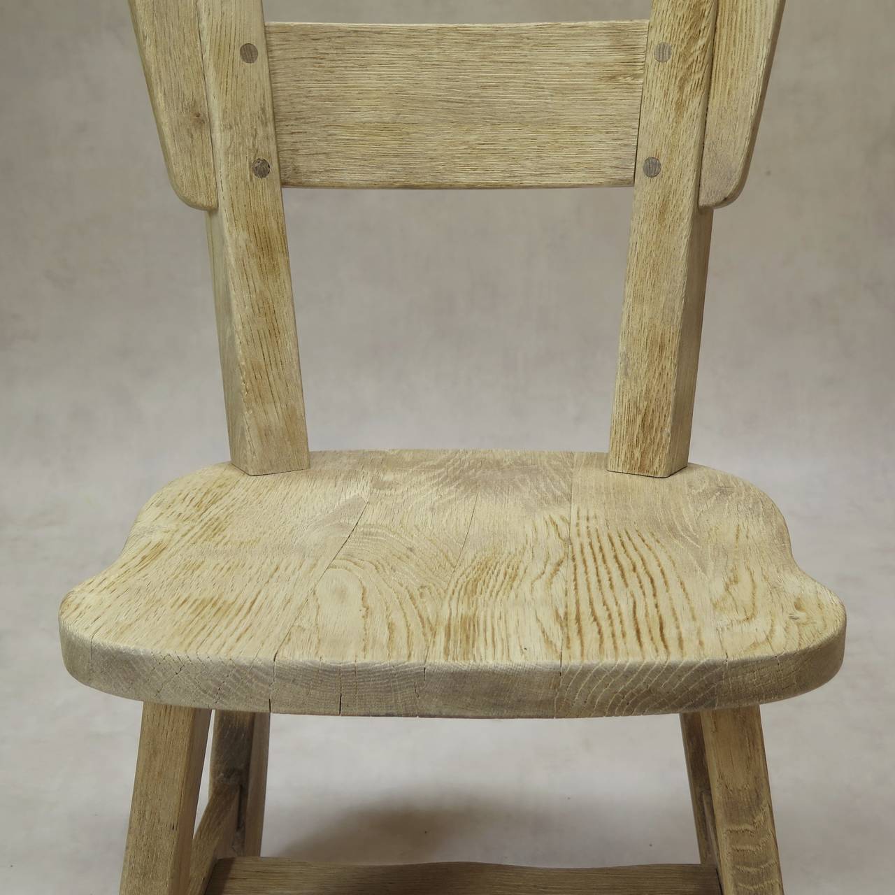Set of 4 Brushed Oak Chairs - France, Circa 1950s 3