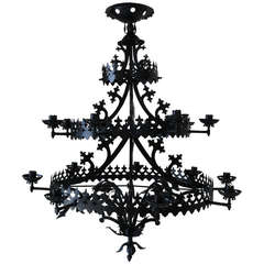 Large Gothic Revival Chandelier, France, 1940s 1