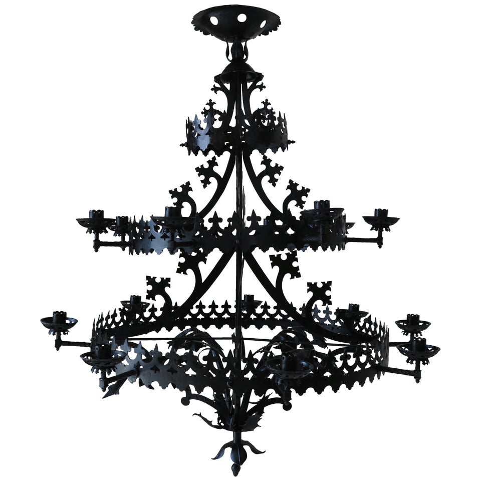 Large Gothic Revival Chandelier, France, 1940s For Sale