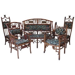 Five-Piece Bamboo Living Room Set, France, 19th Century
