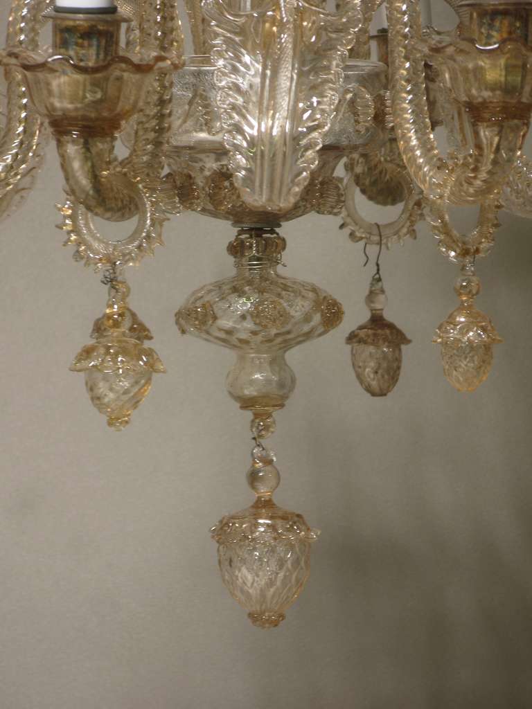 19th Century Venetian Blown Glass Chandelier 6
