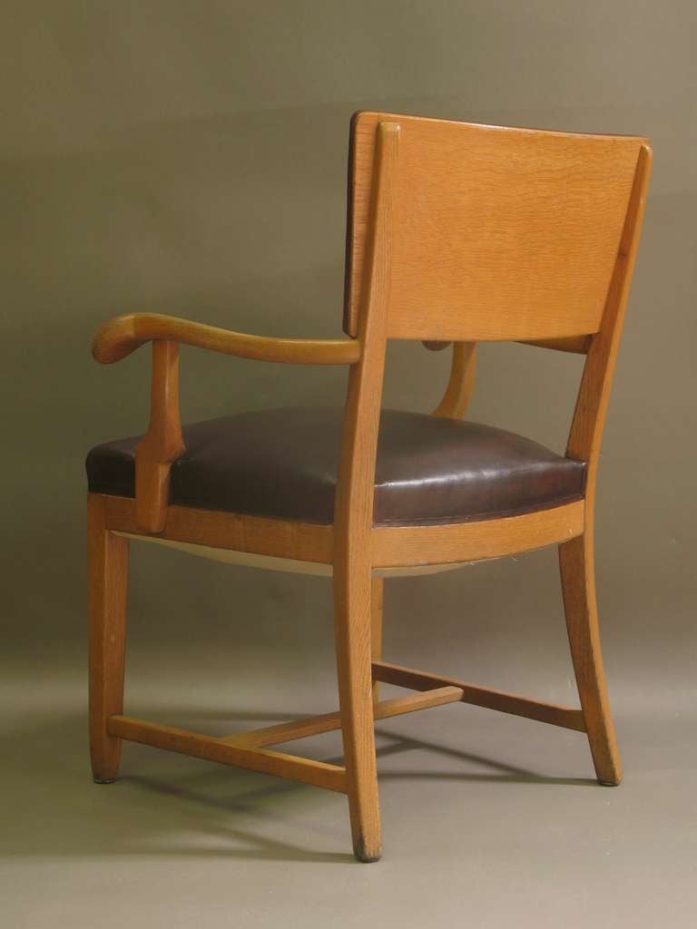 Mid-20th Century Mid-Century Wood and Leather Armchairs (5) and Chairs (4)