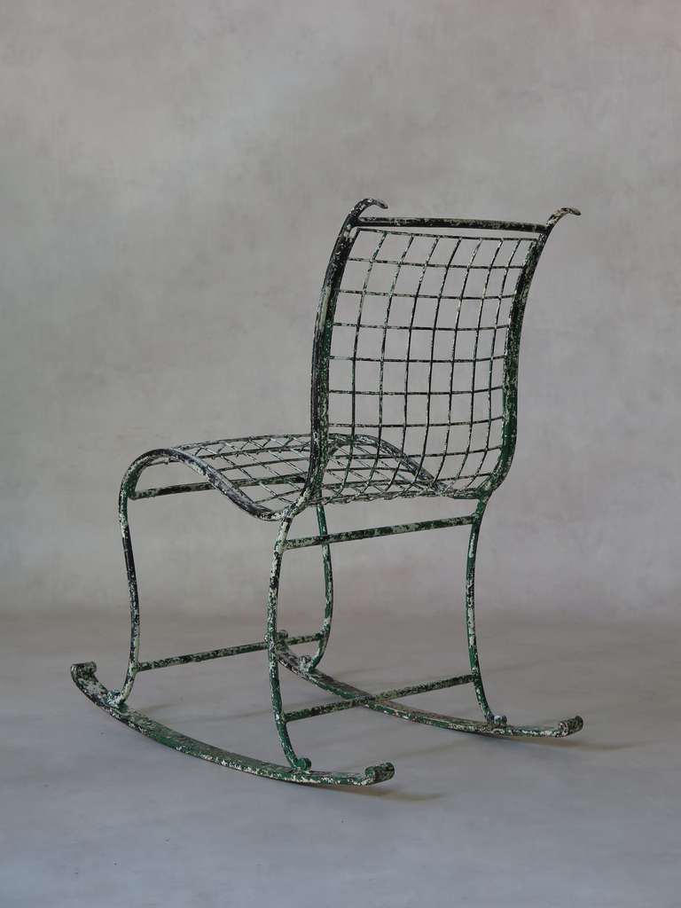 French Unique Wrought Iron Rocking Chair, France, 1920s