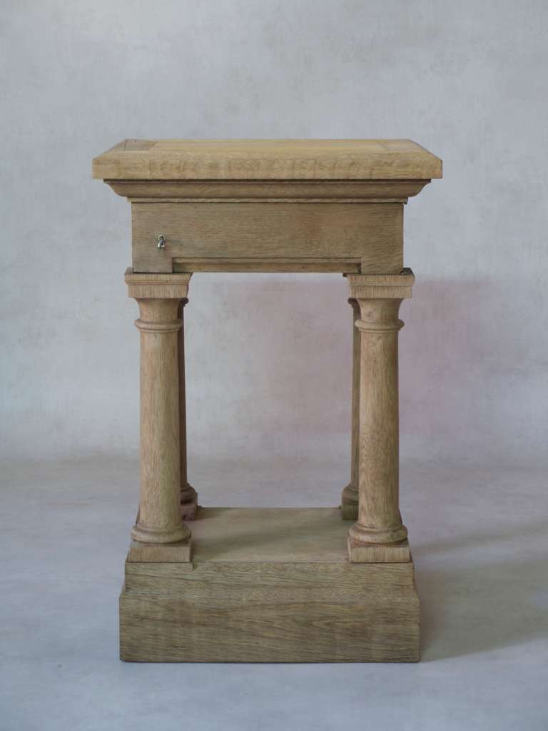 Oak Pedestal with Drawer, France, 19th Century 1