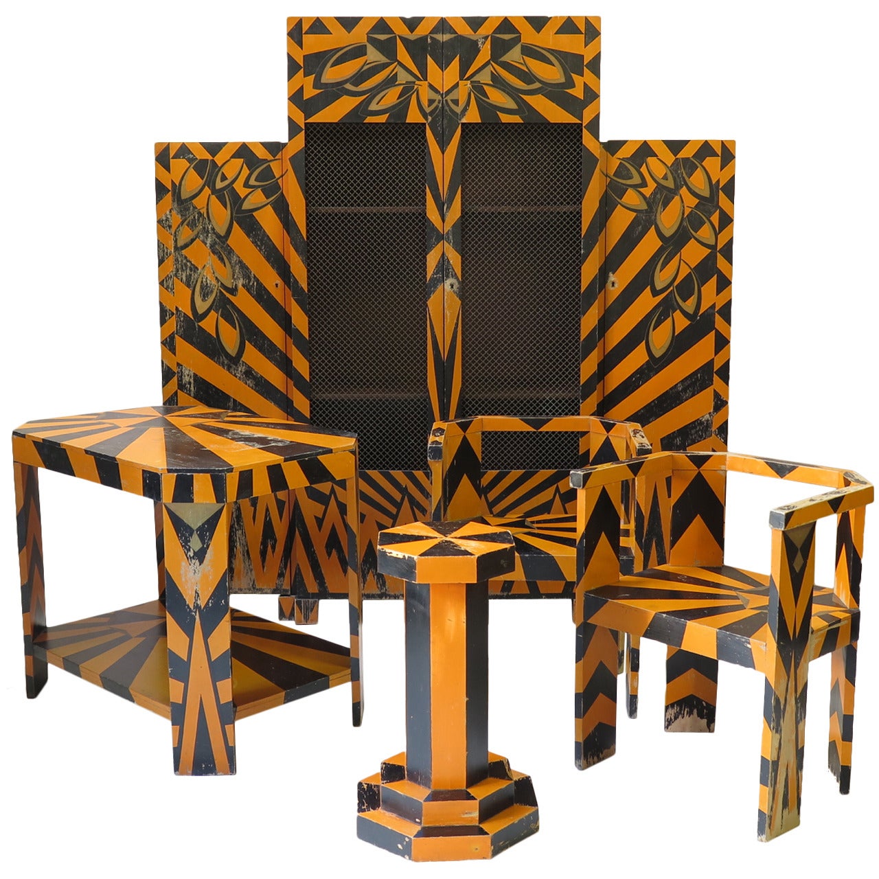 Striking Cubist Art Deco Set - France, 1930s