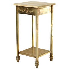 Antique Brass & Onyx Bed Side Table - France, Circa 1920s