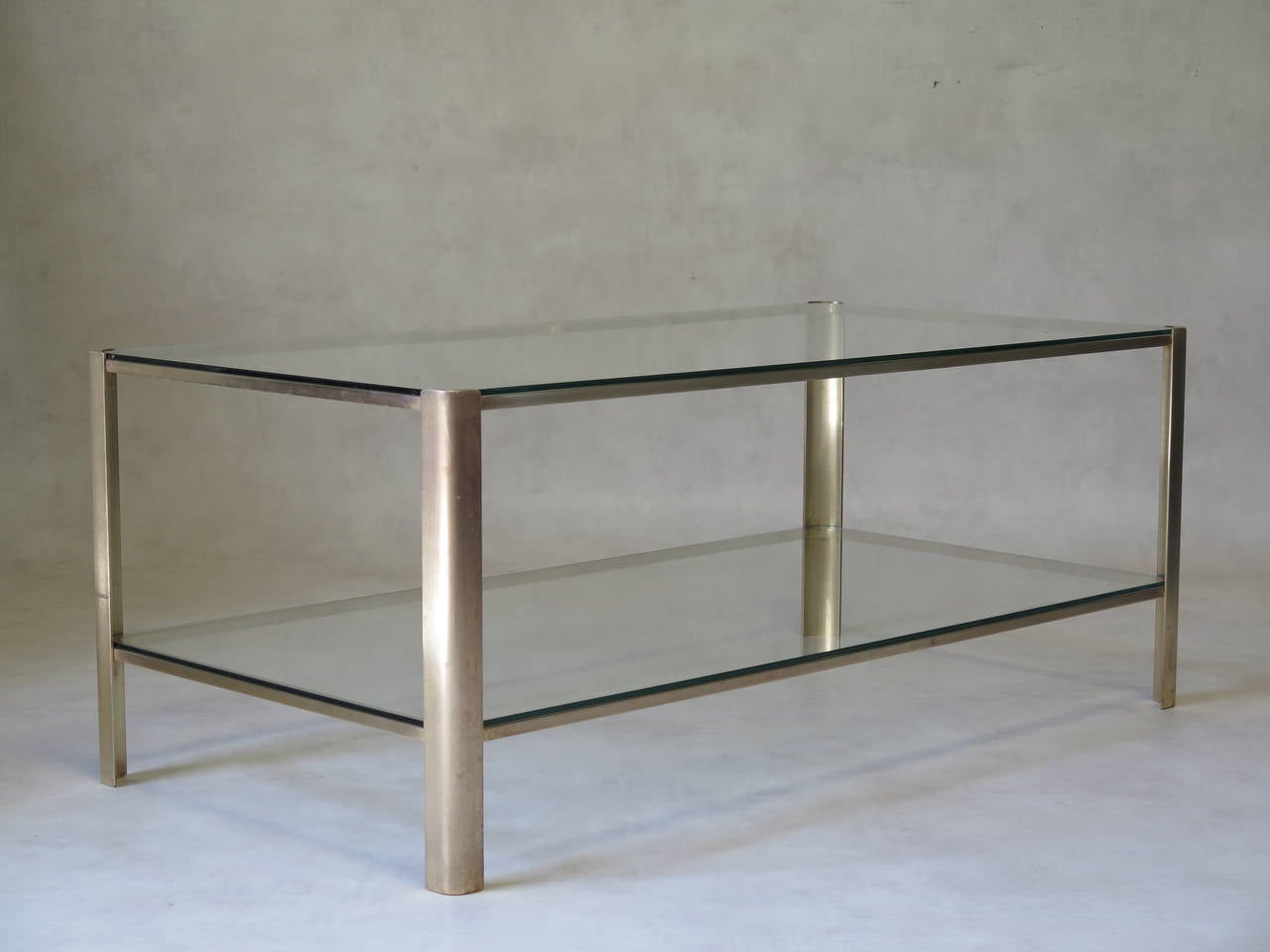 Mid-Century Modern Large Bronze and Glass Coffee Table by Jacques Quinet, France, circa 1950s