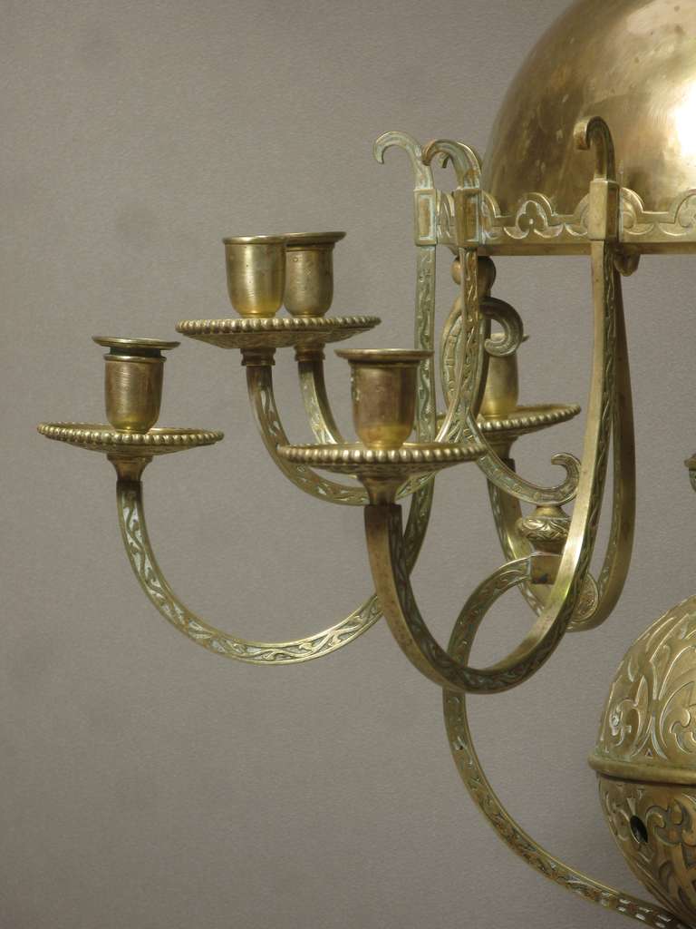 Large 19th Century Bronze Chandelier 1