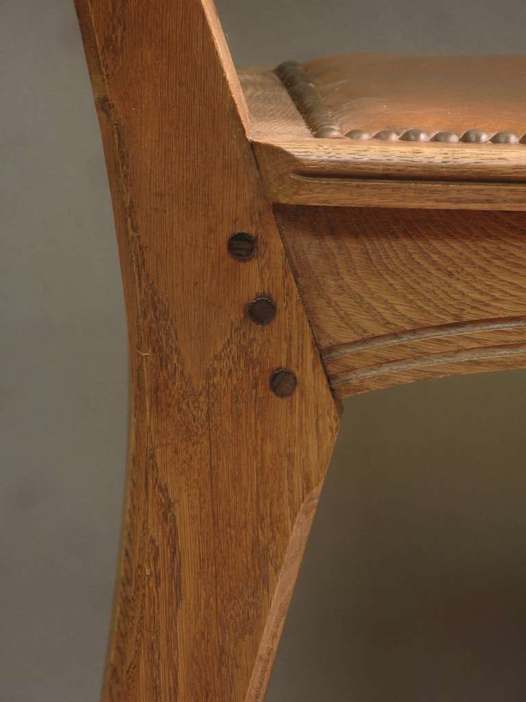 Six Arts & Crafts Style Oak Chairs by Léon Jallot 2