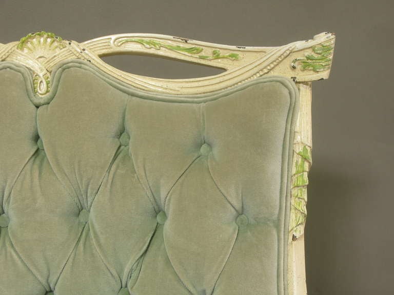 Louis XVI Style Swag Back Tufted Armchairs, France, 1940s For Sale 1