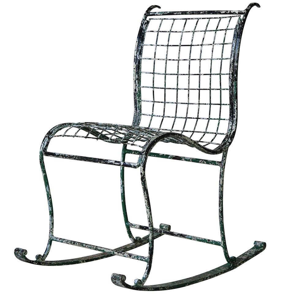 Unique Wrought Iron Rocking Chair, France, 1920s