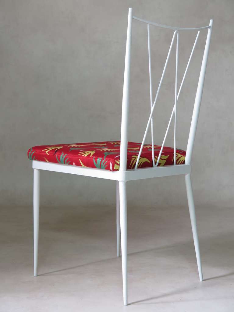 Mid-20th Century Set of Four Painted Iron Dining Chairs, France, 1950s For Sale