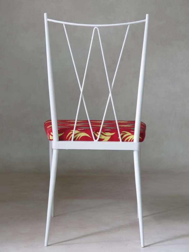 Set of Four Painted Iron Dining Chairs, France, 1950s For Sale 1