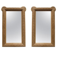 Pair of Mirrors w. Intricately Carved Oak Frames