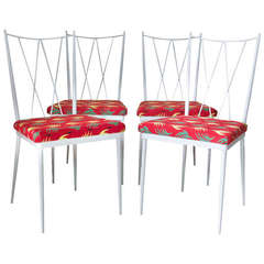 Set of Four Painted Iron Dining Chairs, France, 1950s 11
