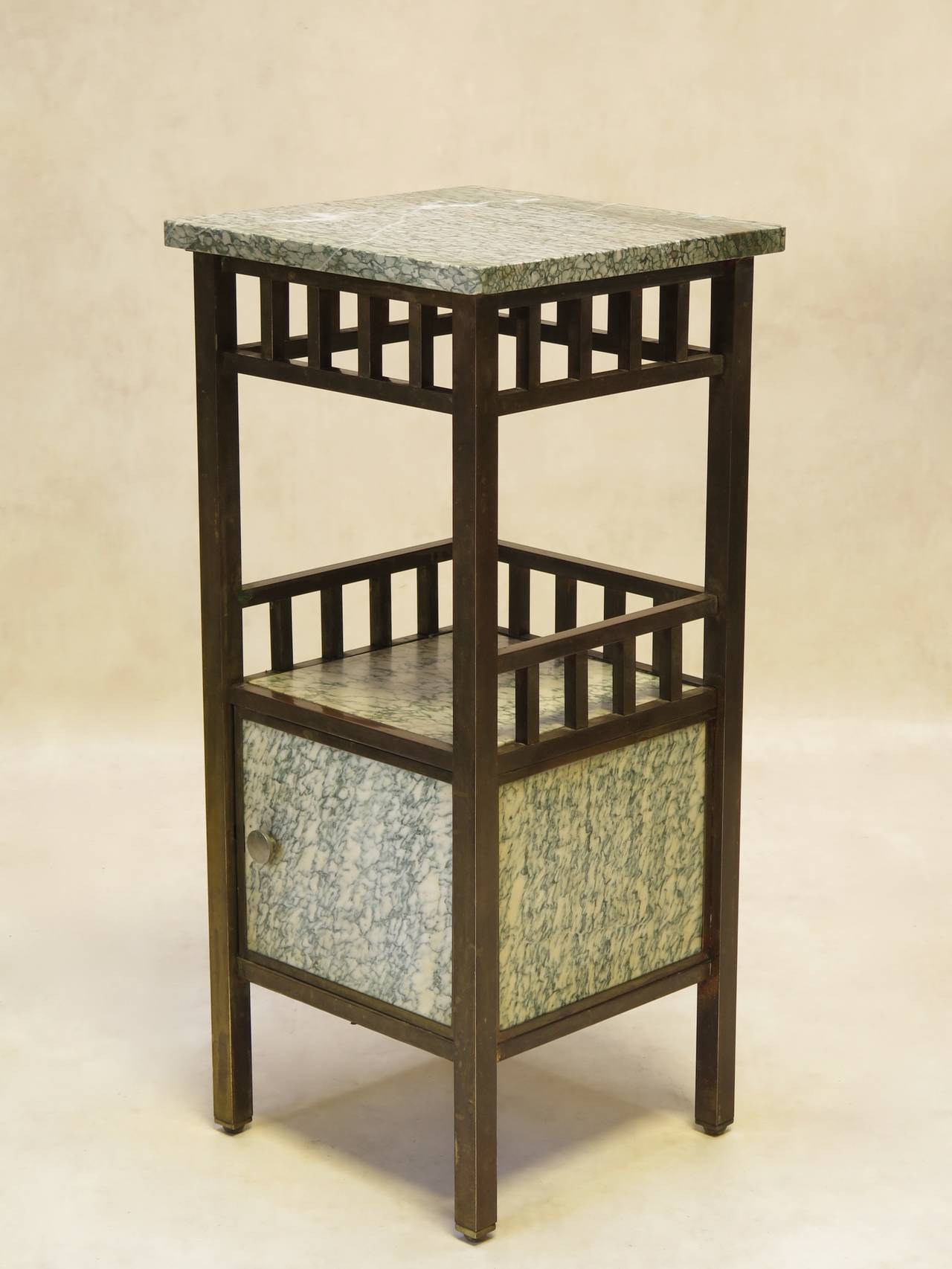 Brass & Campan Marble Bed Side Table - France, 1920s